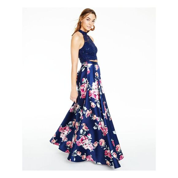 NWT CITY STUDIO Womens Navy Evening Top 3 - Picture 3 of 4